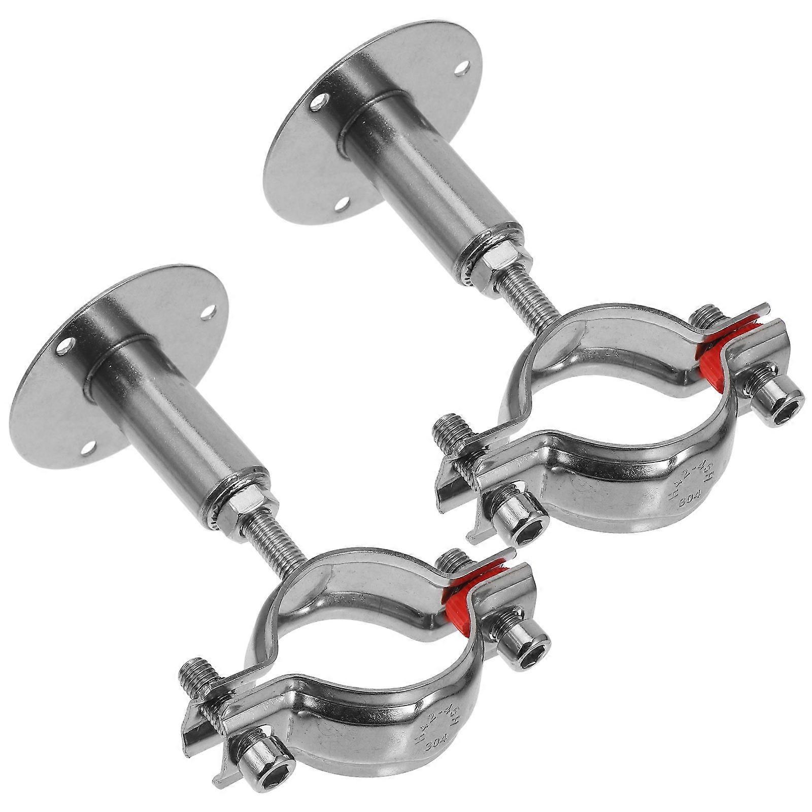 Wall Mount Ceiling Mount Stainless Steel Pipe Bracket for 2Pcs Adjustable