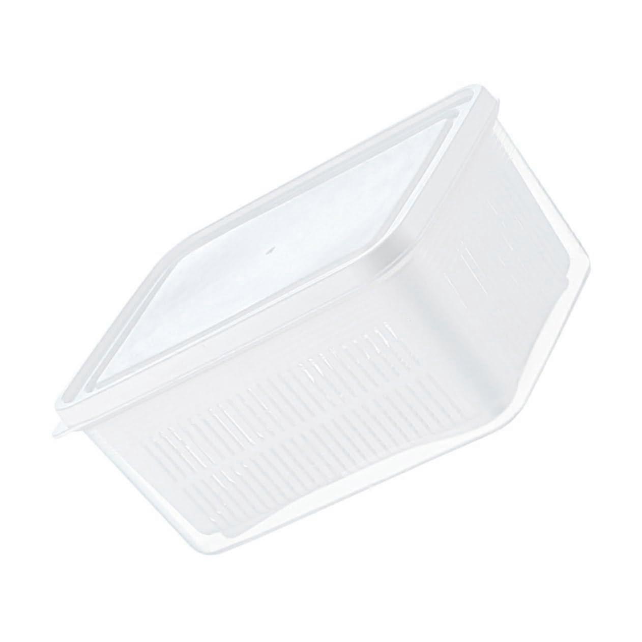 Fridge Storage Container with Drain Basket Keeps Produce Fresh SpaceSaving Durable Plastic Organizer