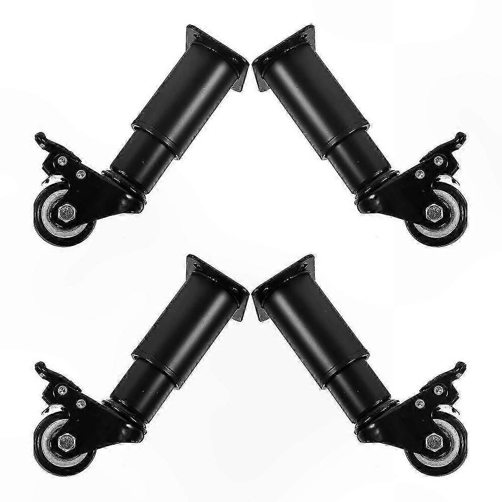 of 4 Adjustable Square Metal Furniture Legs with Rotating Casters