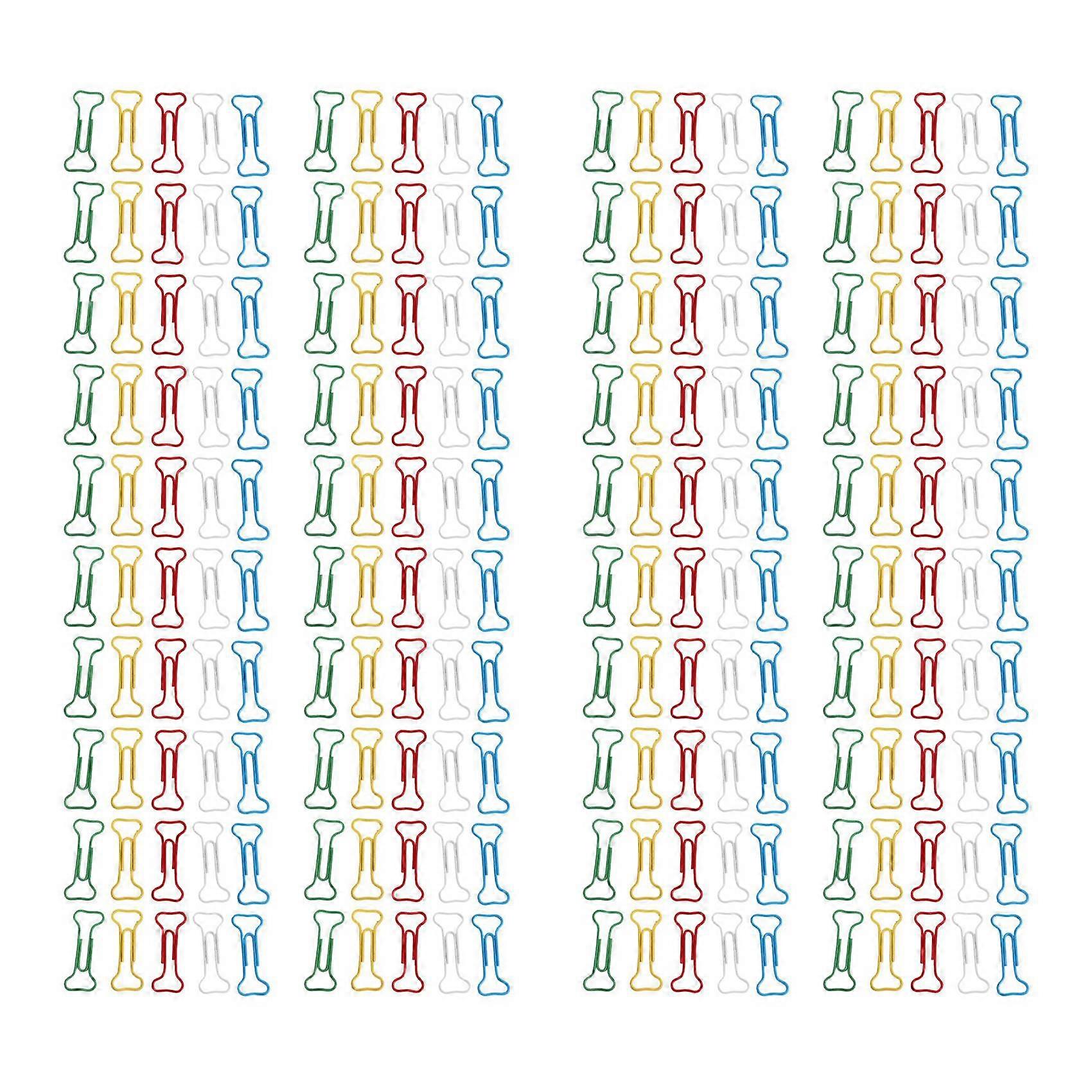 200Pcs Bone Shape Multicolor Metal Paper Clips