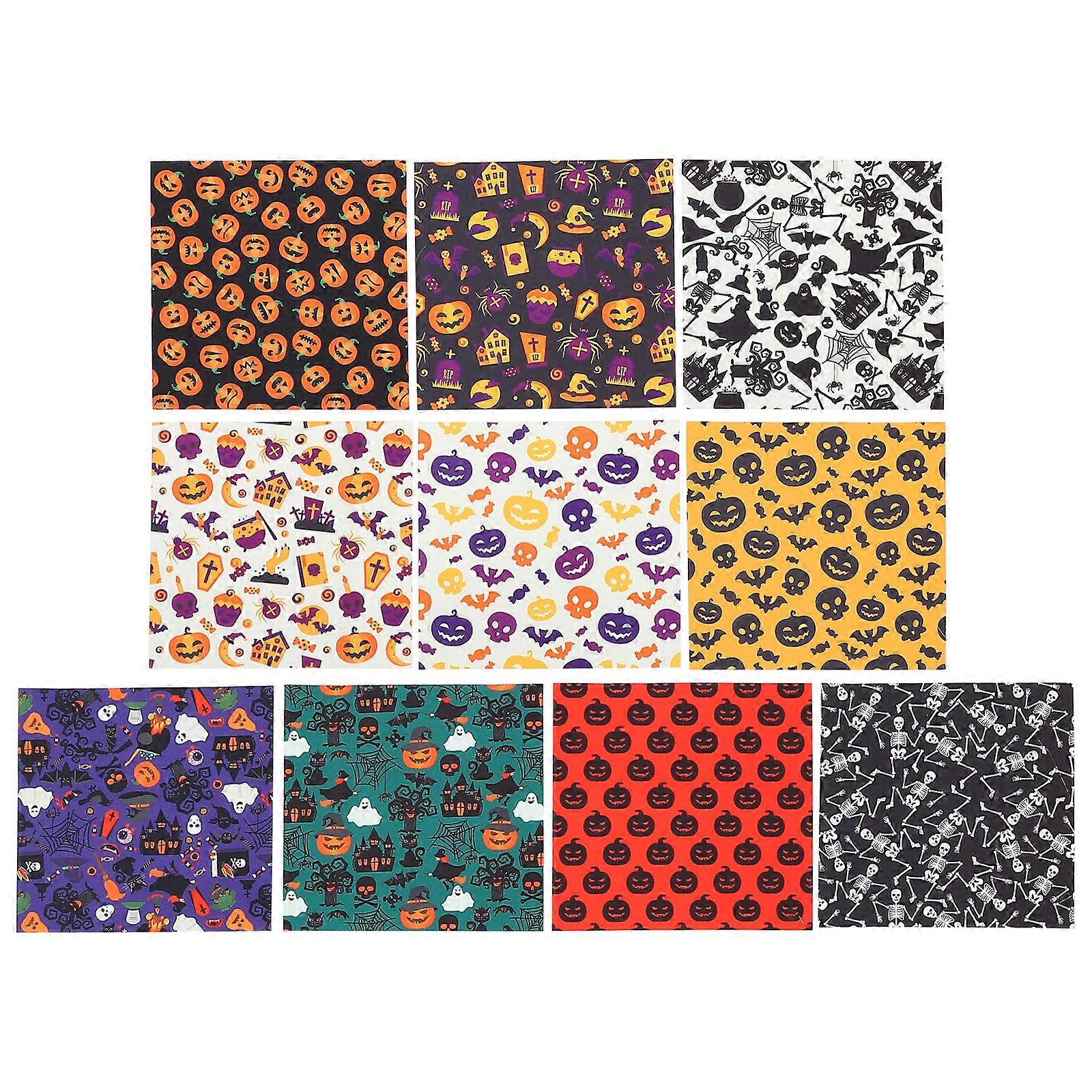 Patchwork Fabric For Halloween Quilting Cloths DIY Home Decorations Polyester 25X25cm 10Pcs