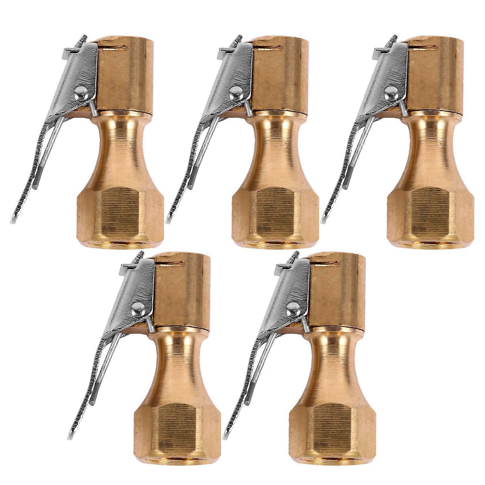 Locking Air Chuck Copper Straight Tip for Vehicle Maintenance with Slow Inflation Function 5Pcs