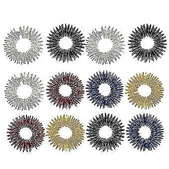 2025 12Pcs Finger Massage Rings Finger Steel Acupuncture Massager for Joint Relieve Fatigue (4PCS Silver Golden Black Blue Red for Each 2PCS)