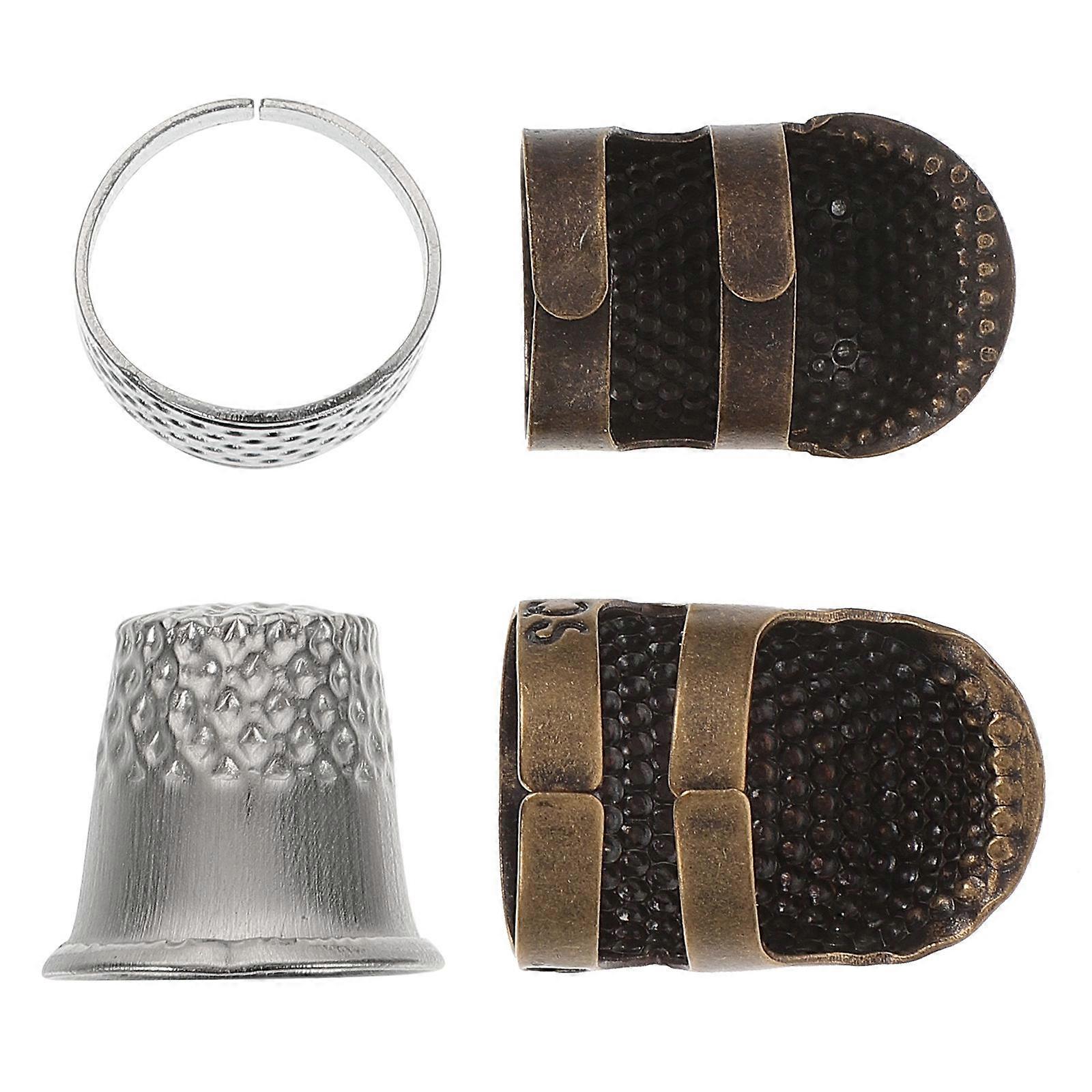 Sewing Thimbles Metal Thimbles Finger Protector 4Sets for Sewing Use Assorted Color