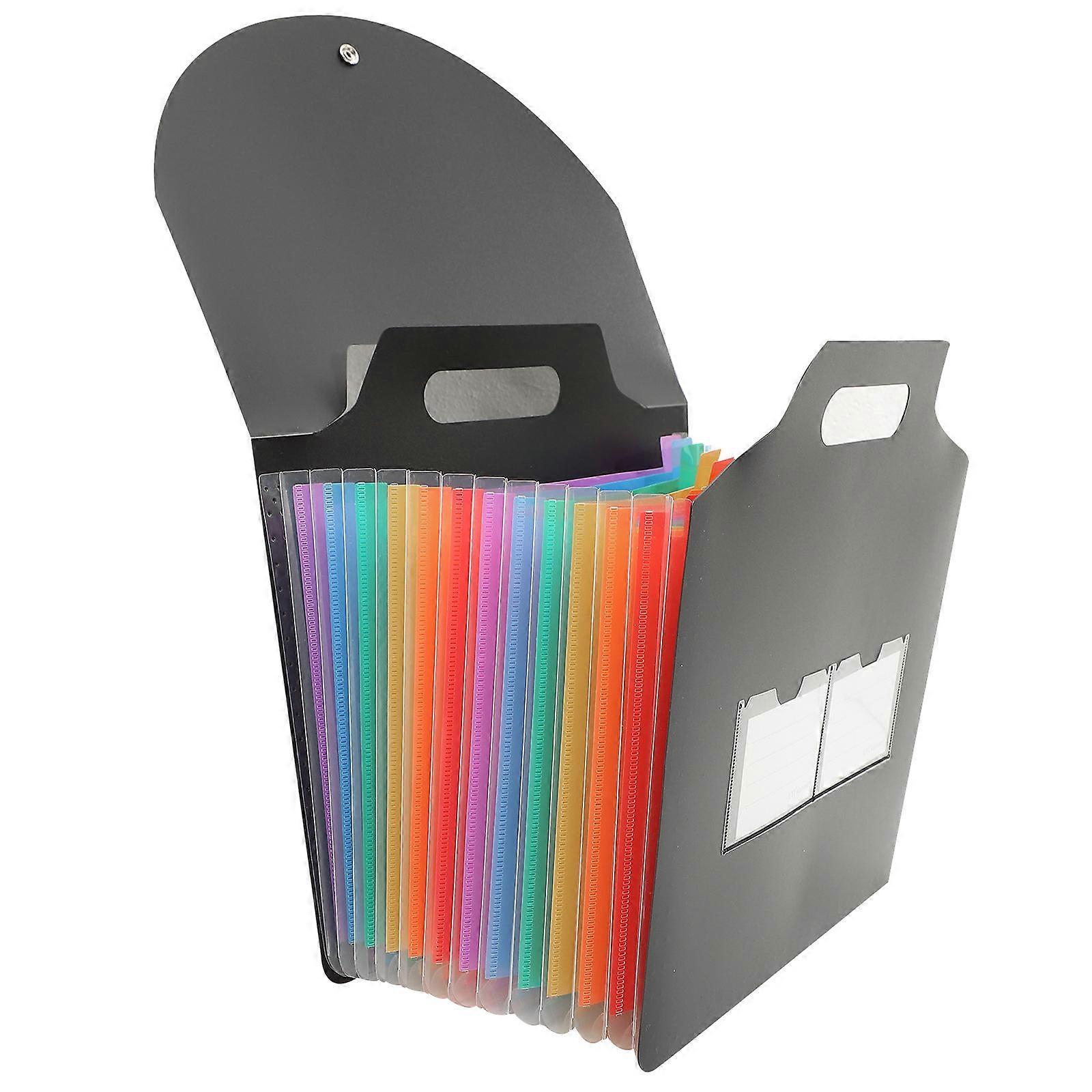 Large Capacity File Folder 3Pcs Plastic Accordion Design For Study And Work Black High-Grade Material File Organization