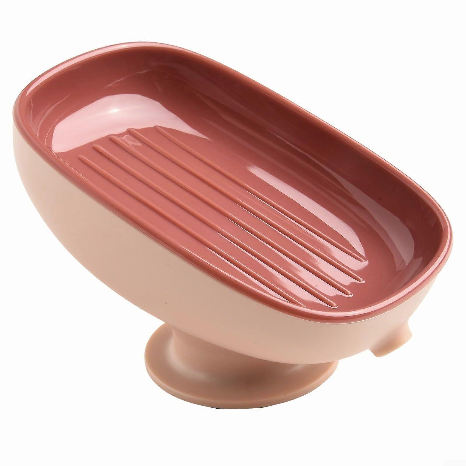 Shower Soap Dish with Octopus Suction Grip, Double Layer 20° SelfDraining Holder, Grey Red