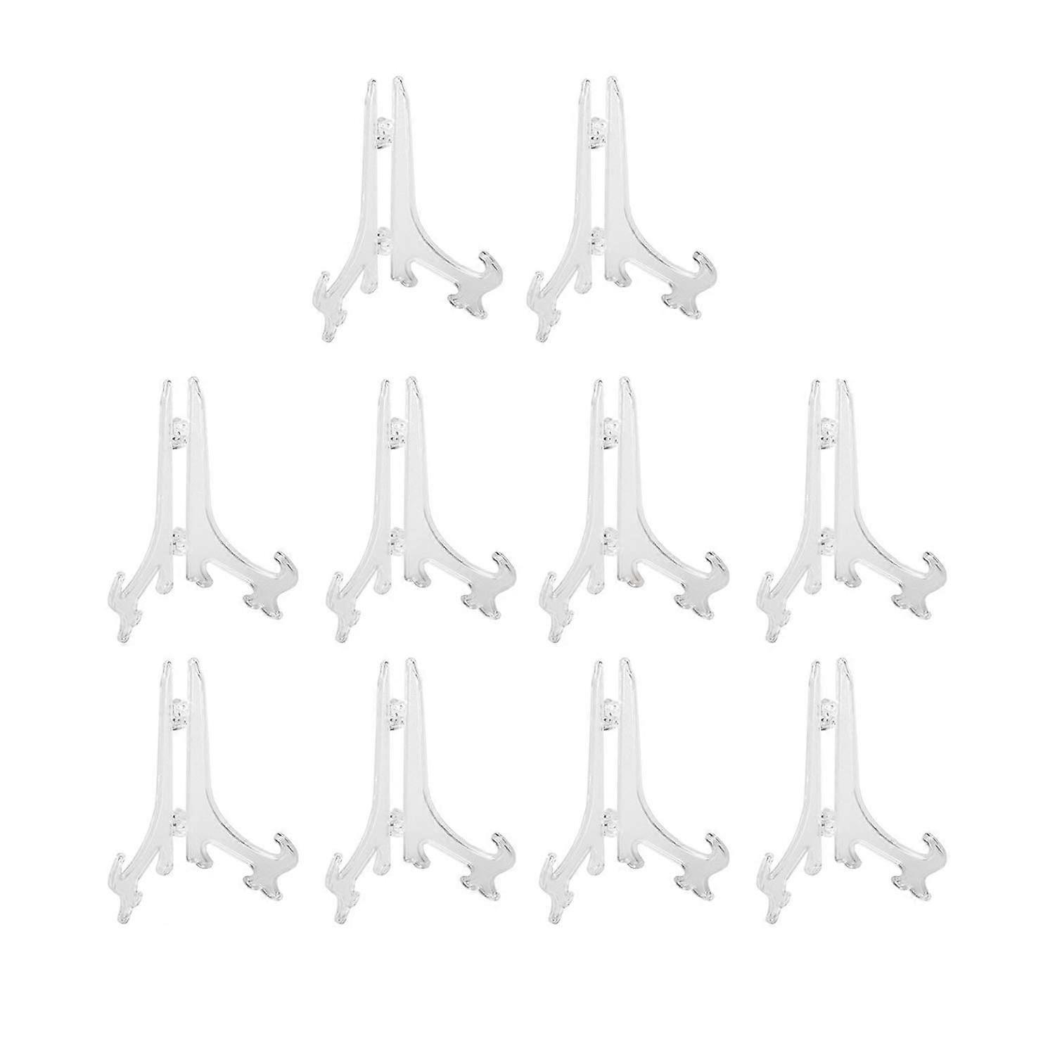10 Pcs Clear Adjustable Plastic Plate Display Stands with Folding Hinges for Picture Frames 5 Inch