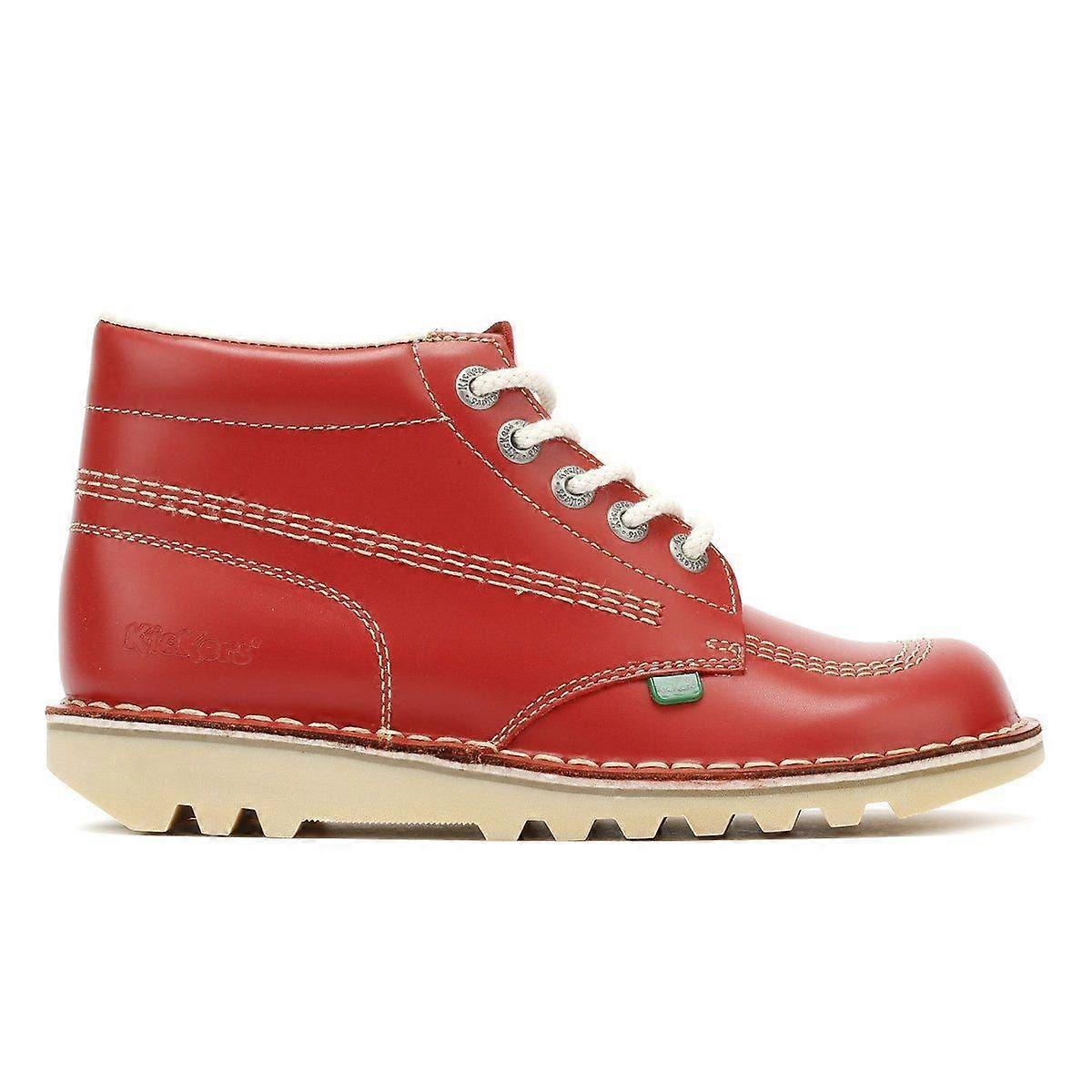 Kickers Womens Red Leather Kick Hi Boots
