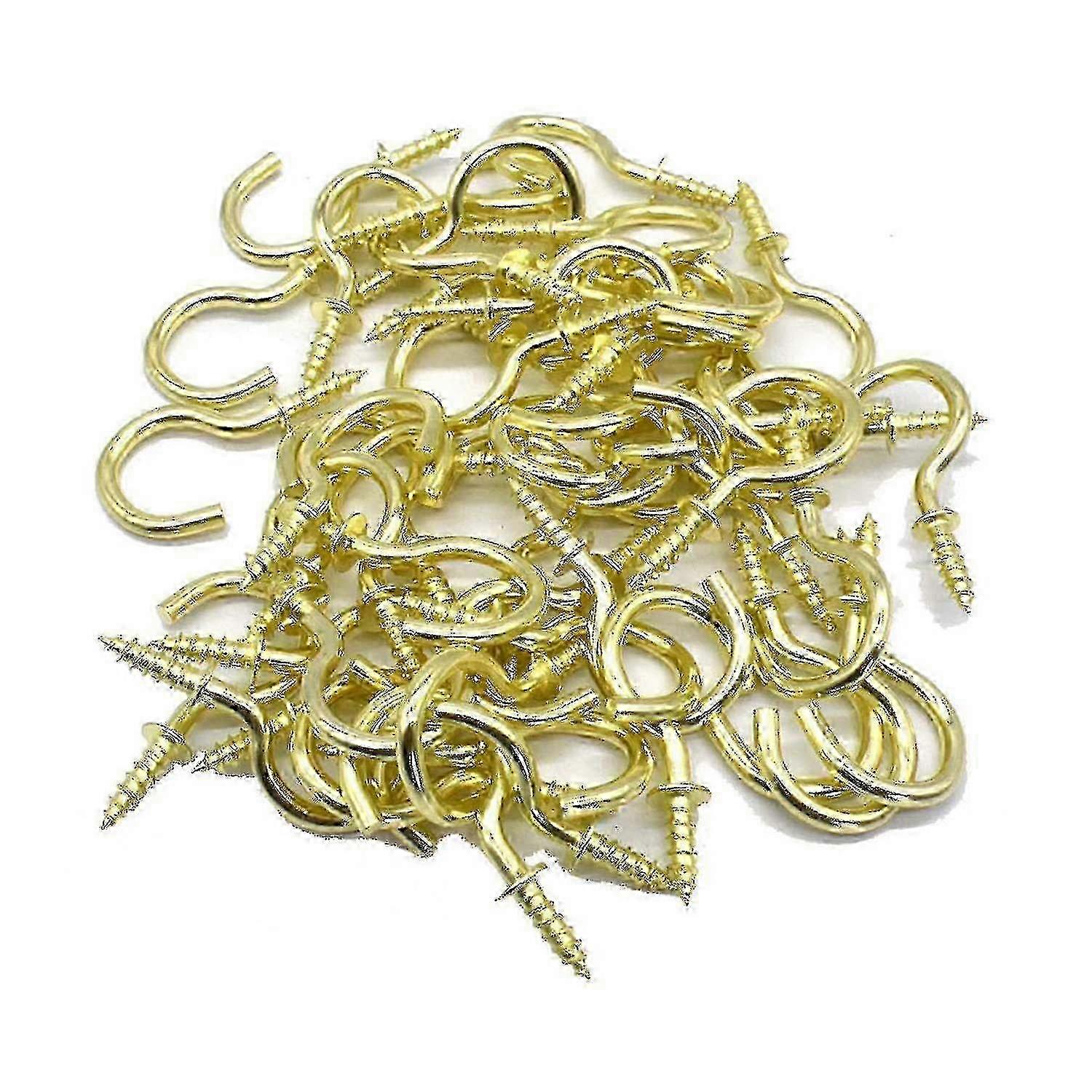Brass Plated Ceiling Hooks 50pcs Cups Screw Hooks 7/8 Inches