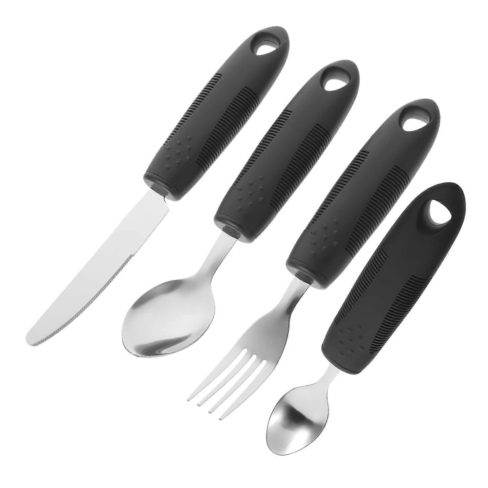 Adaptive Utensils with Ergonomic NonSlip Grip for Elderly Arthritis Easy Grip Tableware Set