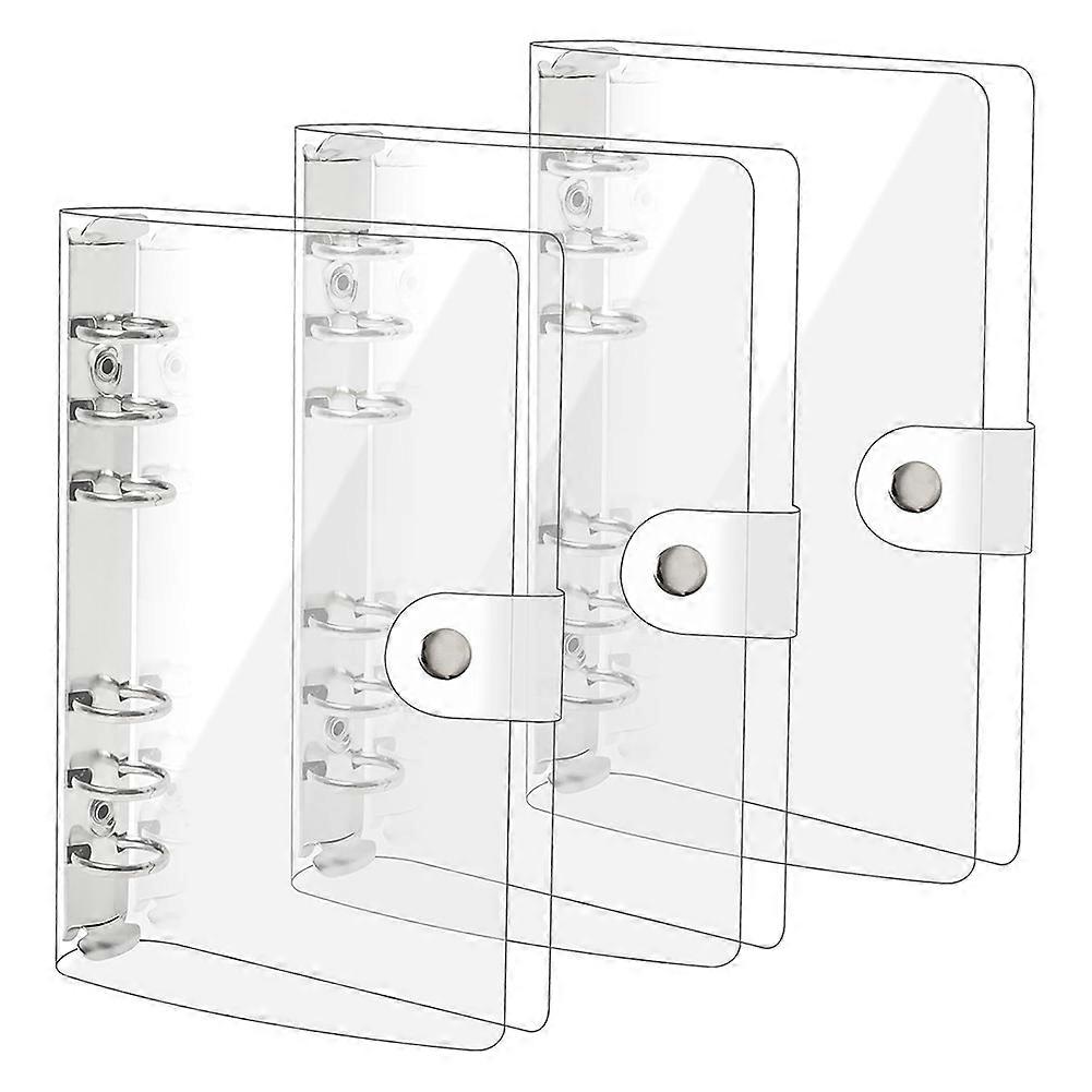 3 Pack A6 Transparent Soft PVC 6 Ring Binder Cover Clear Binder Notebook Cover A6 Binder for Refillable Notebook
