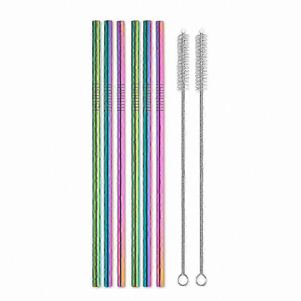 Paquete de 6 pajitas de acero inoxidable Stanley Tumbler con 2 cepillos de limpieza, reutilizables y ecológicas.