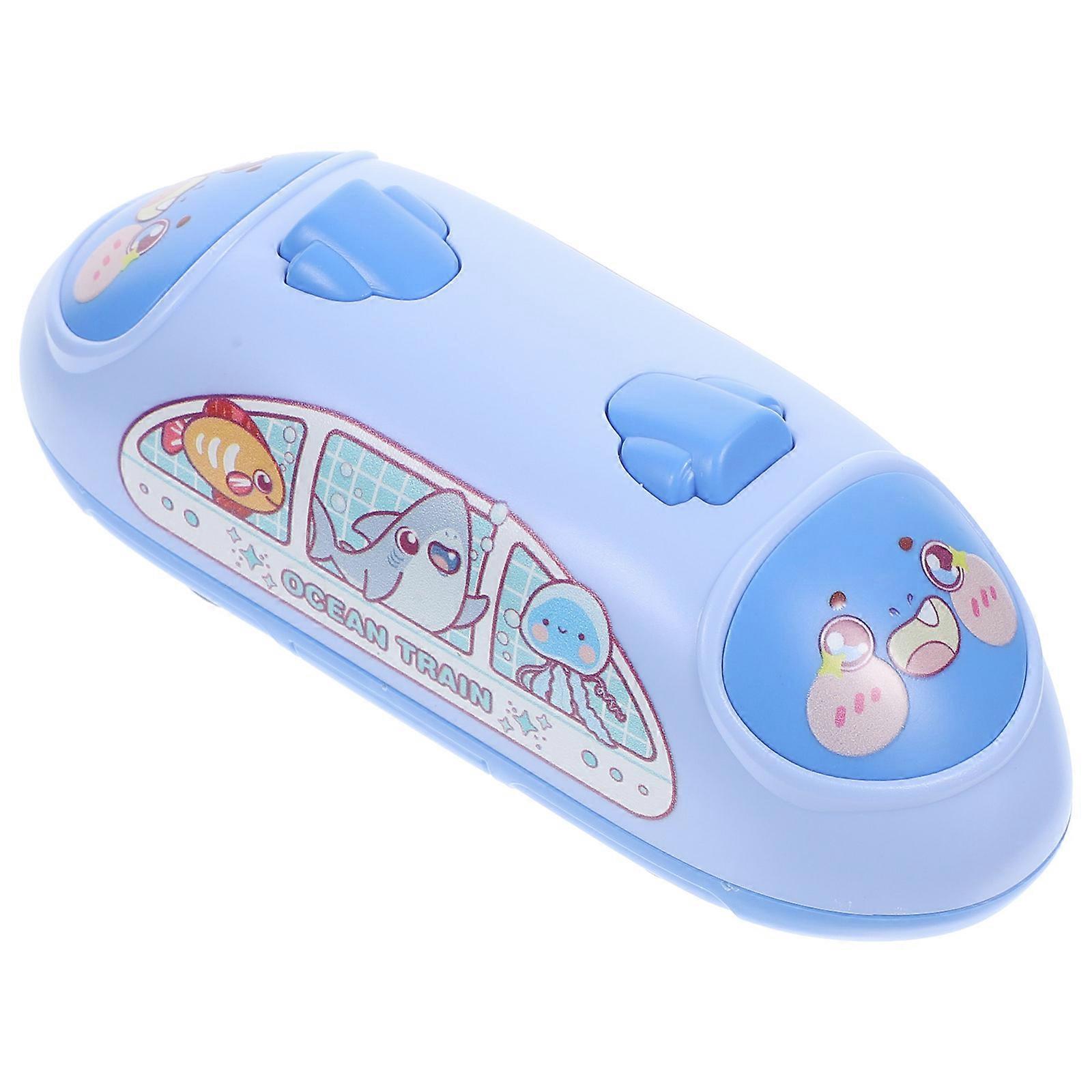 Pull Back Train Toy Mini Train Model for Kids Blue Plastic Desktop and Cabinet Use 1Set