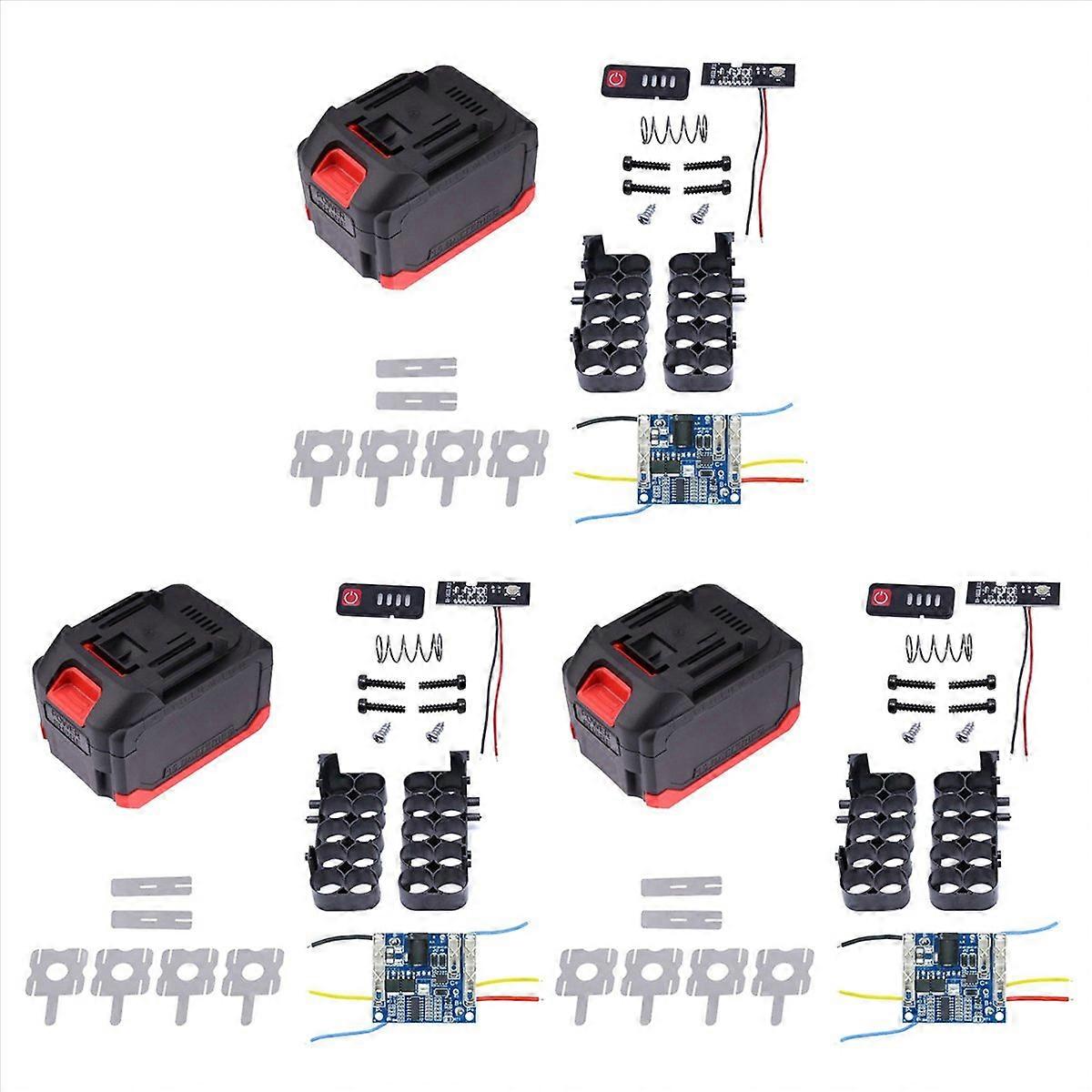 3X Battery Case Storage Box Shell PCB Charging Board for Power Tools 21V Charge Voltage Replace Part