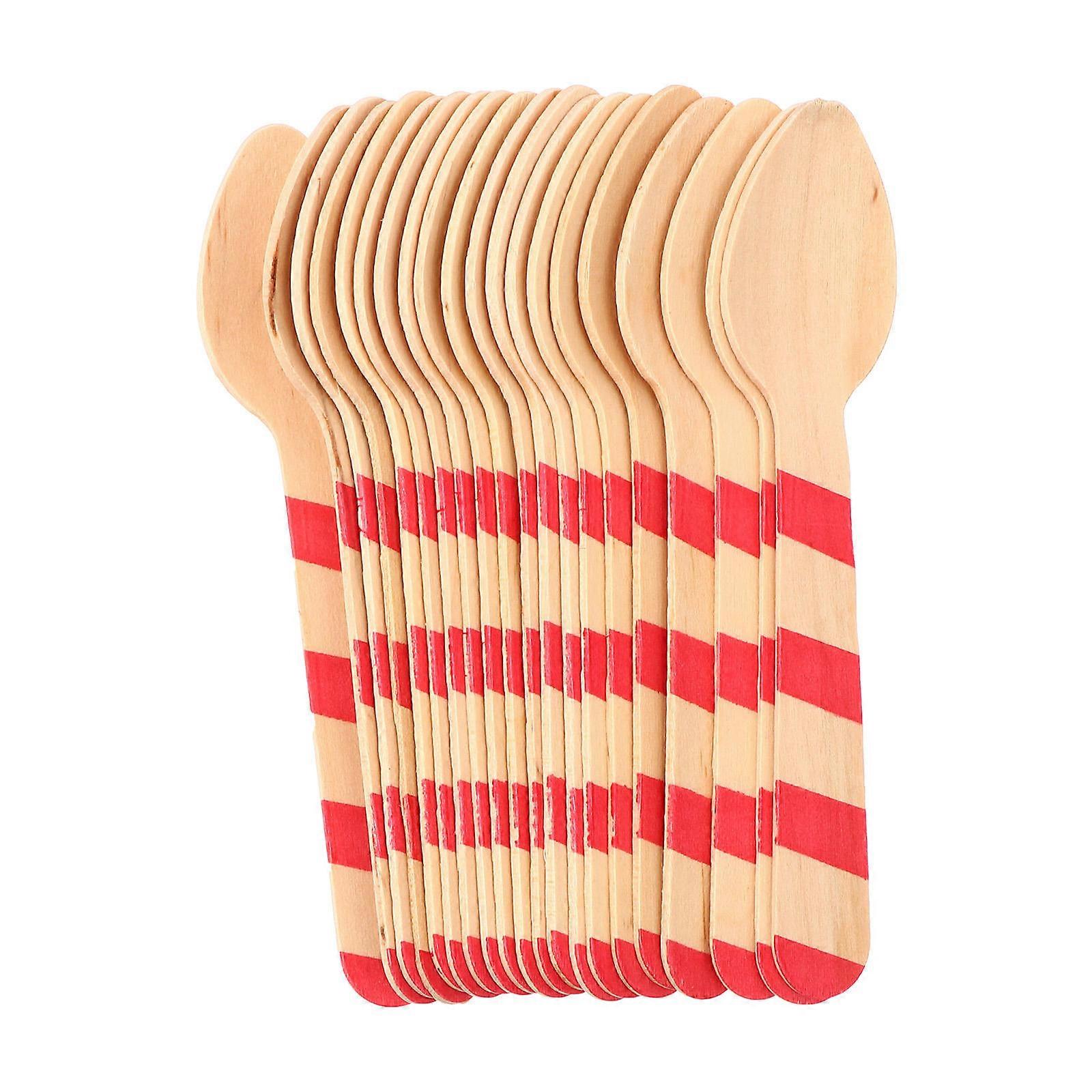 Wood Cake for Eating Use 20Pcs Red Stripe Pattern