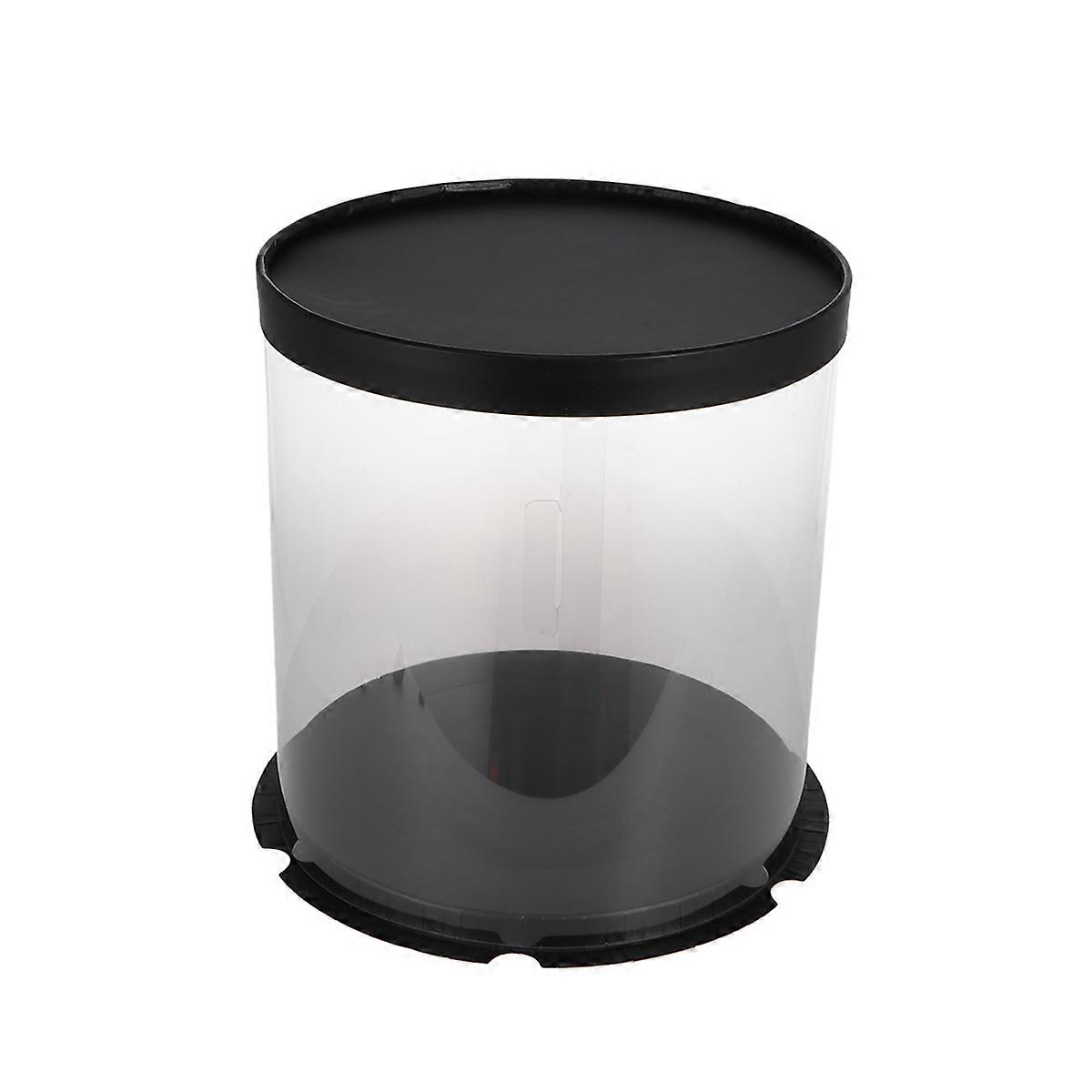Food Crisper Plastic Round Cake Box for Cake Storage Double-Layer Black