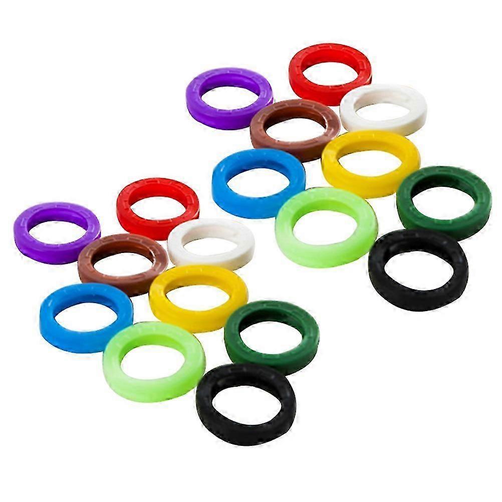 64pcs Bright Silicone Key Caps Sleeves Rings Elastic Tags Identifier Coding Rings