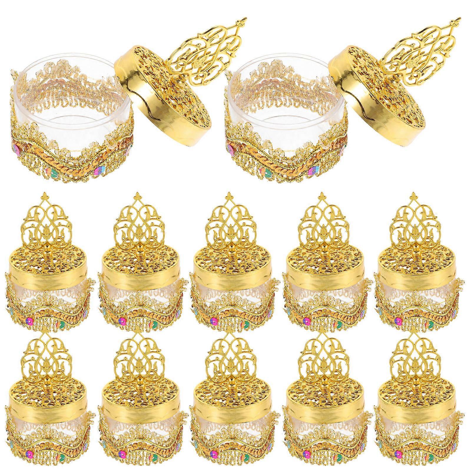 Golden Candy Boxes Plastic Candy Container for Party Use 12Pcs