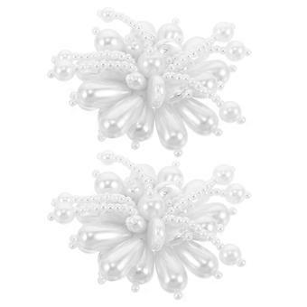 2pcs Perle Blume Schuhclips - Weiße Braut Blumen Schuhe Dekoration Charms - Abnehmbare handgemachte Schnalle Clips für Frauen Mädchen Hochzeit