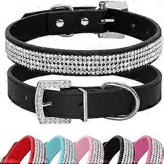 Full Crystal Rhinestones Shining Diamonds PU Leather Dog Pet Collars for X-Small Small Dogs