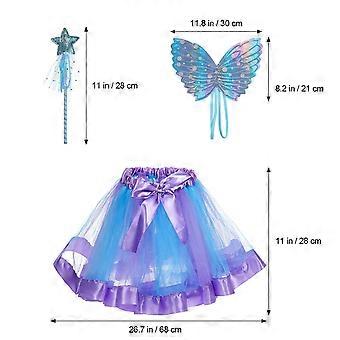 1 Conjunto De Traje De Mariposa Falda Tutú Para Princesa Niñas Alas De Mariposa Conjunto De Vestir Conjunto De Falda De Tul De Malla Para Fiestas Disfraz De Hada De Halloween
