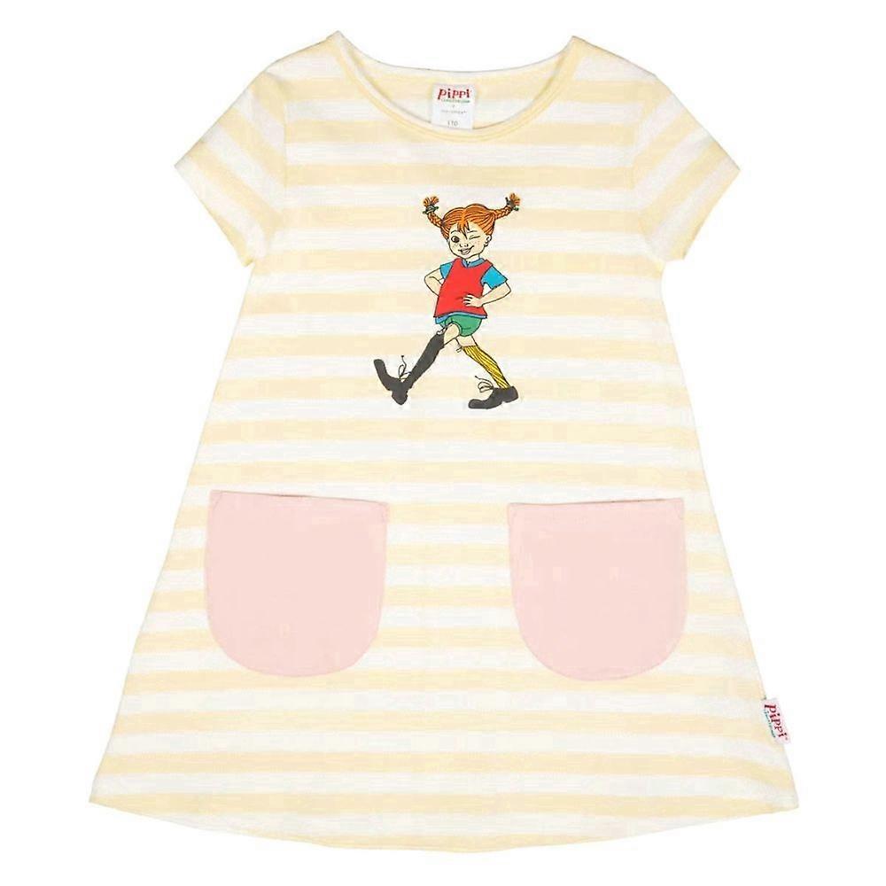 Pippi Langstrumpf, fröhliches Pippi-Kleid, gelb/weiß