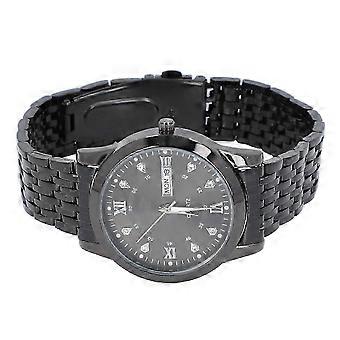 Montre-bracelet à quartz 2025 pour homme, aiguilles lumineuses, strass tendance, chronographe analogique noir