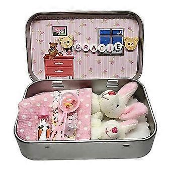 Miniaturowy zestaw w blaszanym pudełku, kojący towarzysz snu, miękki, pluszowy, komfortowy, kompaktowy rozmiar podróżny