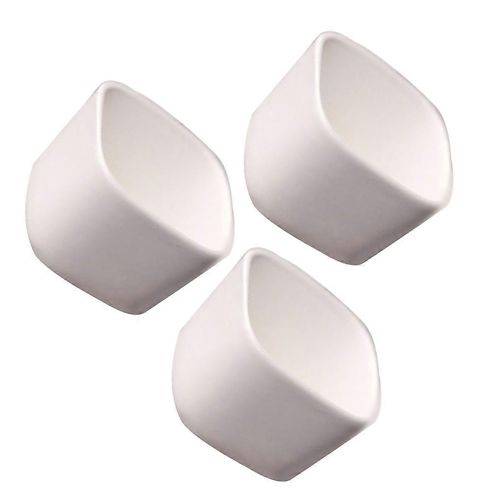 3PCS/Set Mini Size Simple Style White Pot Tabletop Square Shape Pot(White)