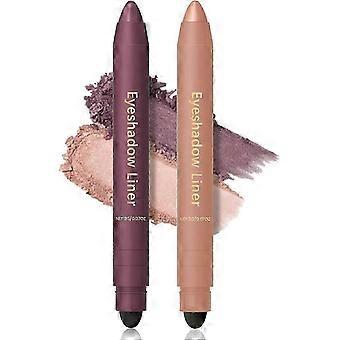 2-in-1 wasserfester, langanhaltender Eyeliner- und Lidschattenstift mit geschmeidigem Gleitmechanismus in den Farben Pflaume und Champagner (QYSLV)
