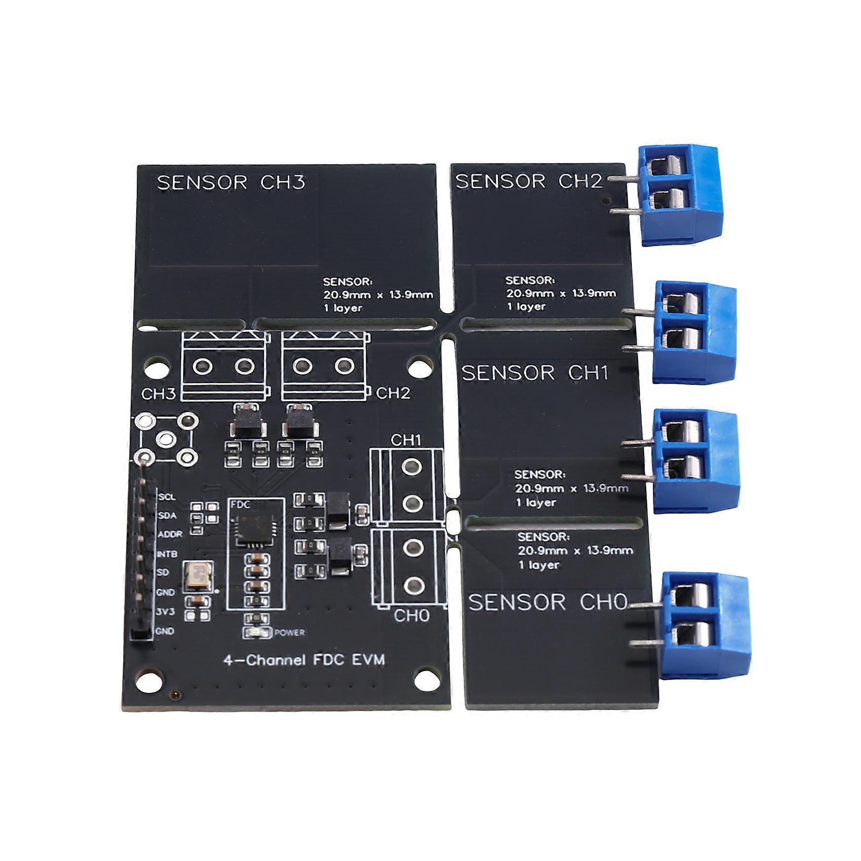 FDC2214 Module (with 4 Touch Points) Capacitive Sensor for Gesture Recognition, Paper Counting, Liquid Level Measurement