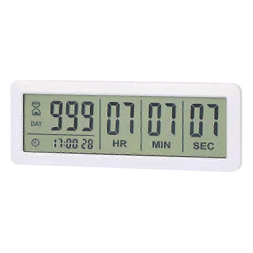 Big Digital Countdown Days Timer Clock - 999 Days Count Down Clock Timer compatible with Graduation Lab Kitchen (White)