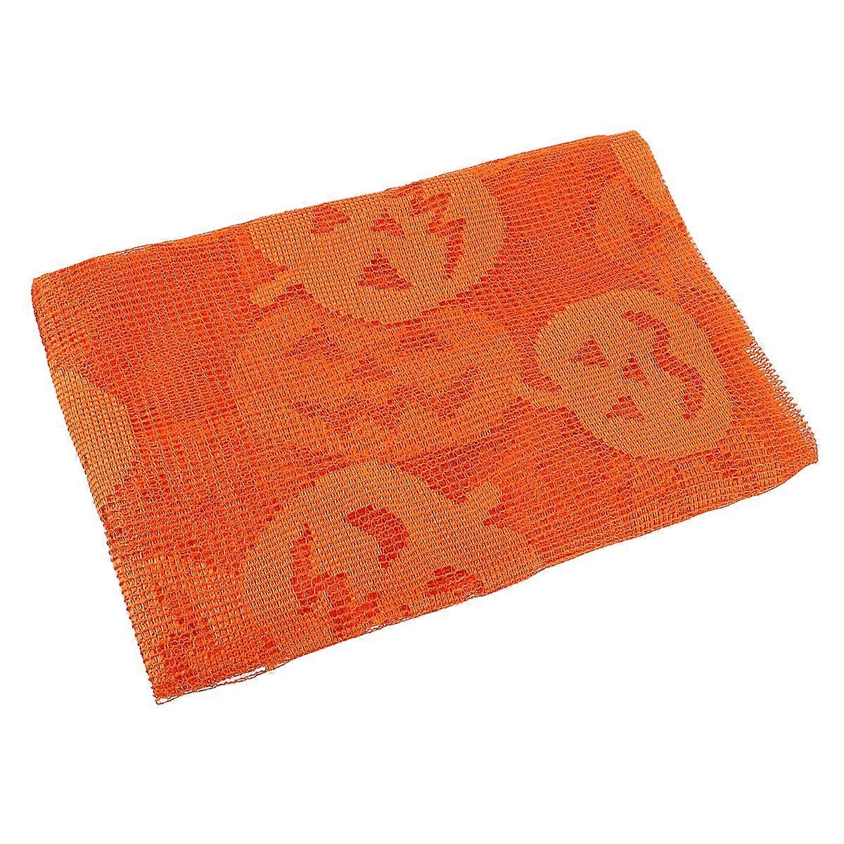 Knitting Lace Rectangular Table Runner with Halloween Elegant Pumpkin Patterns
