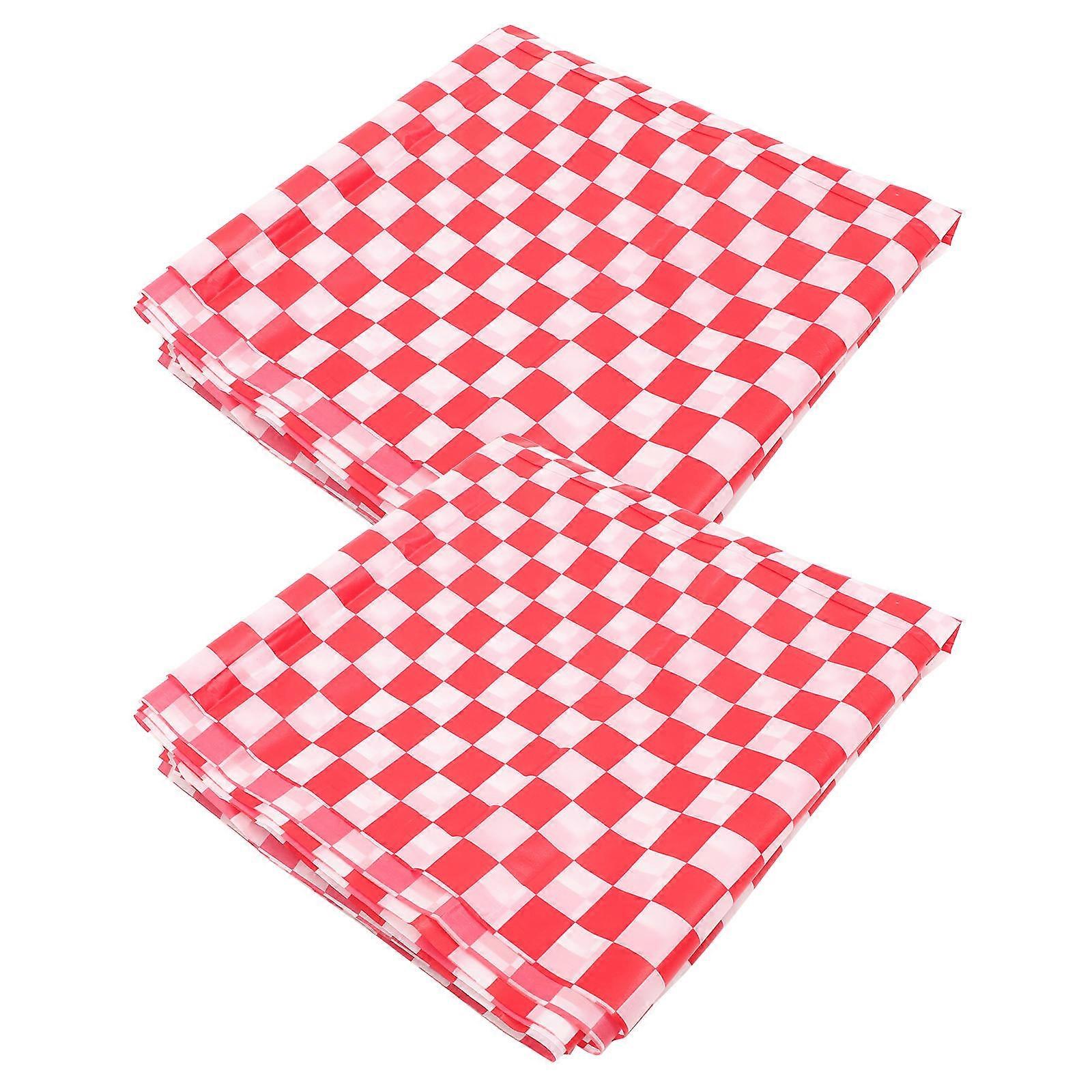 Red Checkered Tablecloth for Decoration 6Pcs Plastic Rectangular Covers