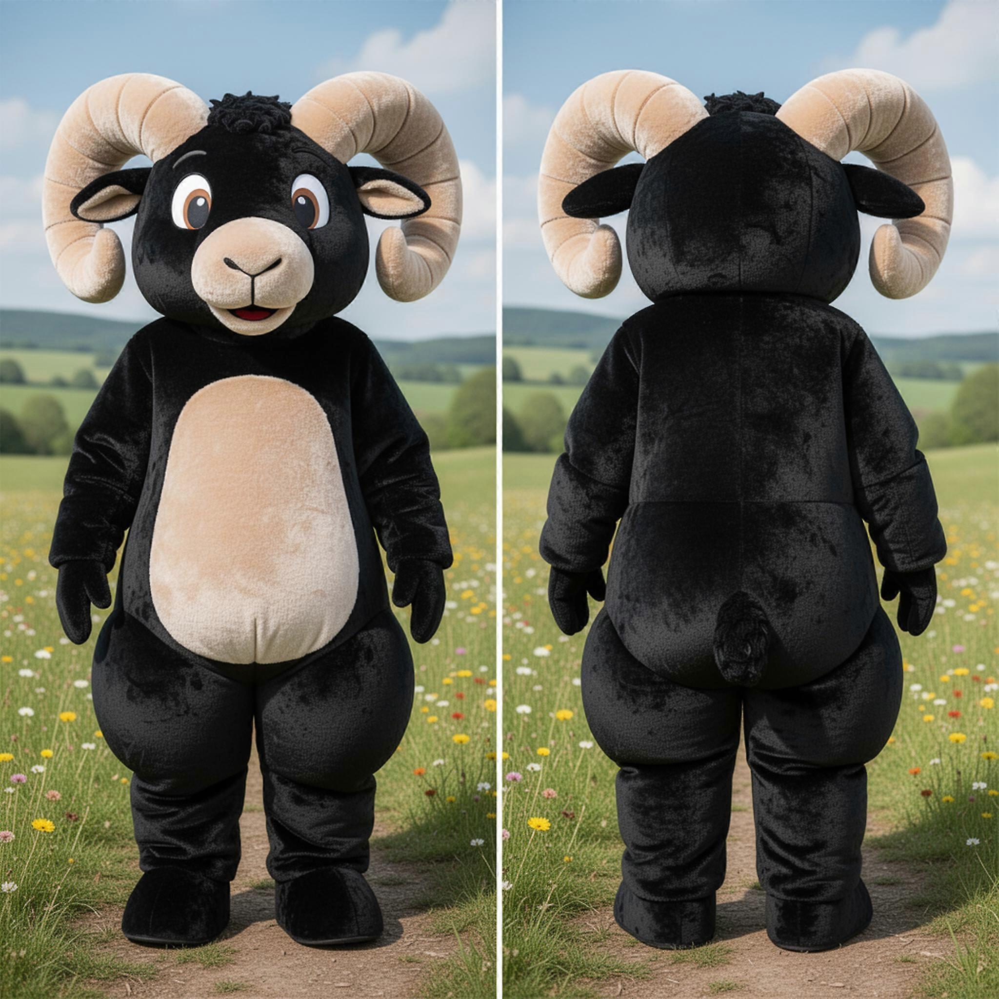 MASTICOT Ebony Fleece Broad Shouldered Ram Mascot
