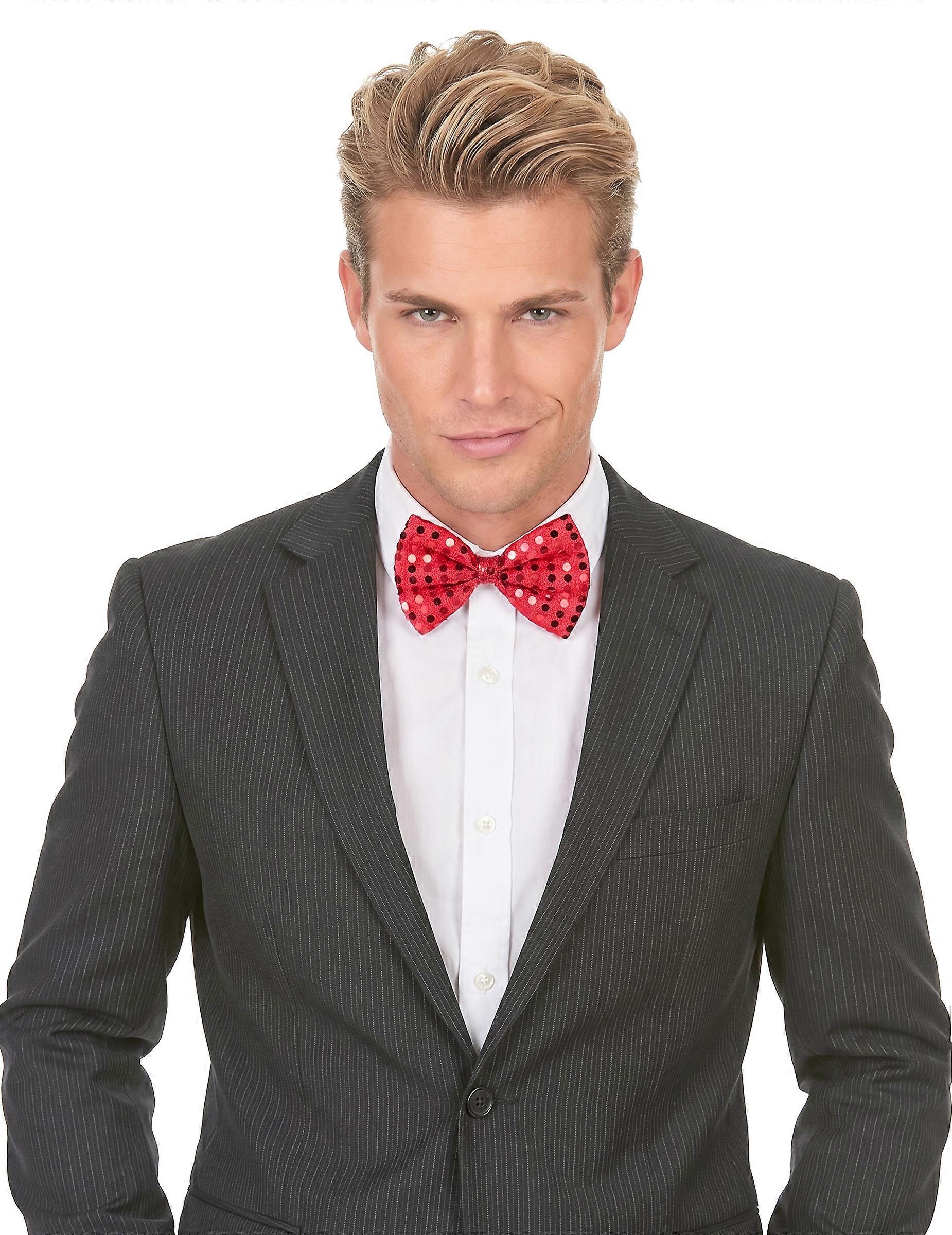 Adult red sequin bow tie