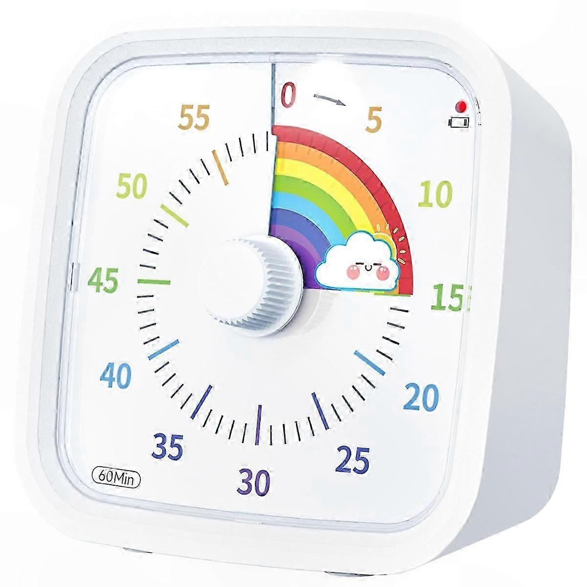 Visual Timer with 60-Minute Countdown and Protective Cover, White