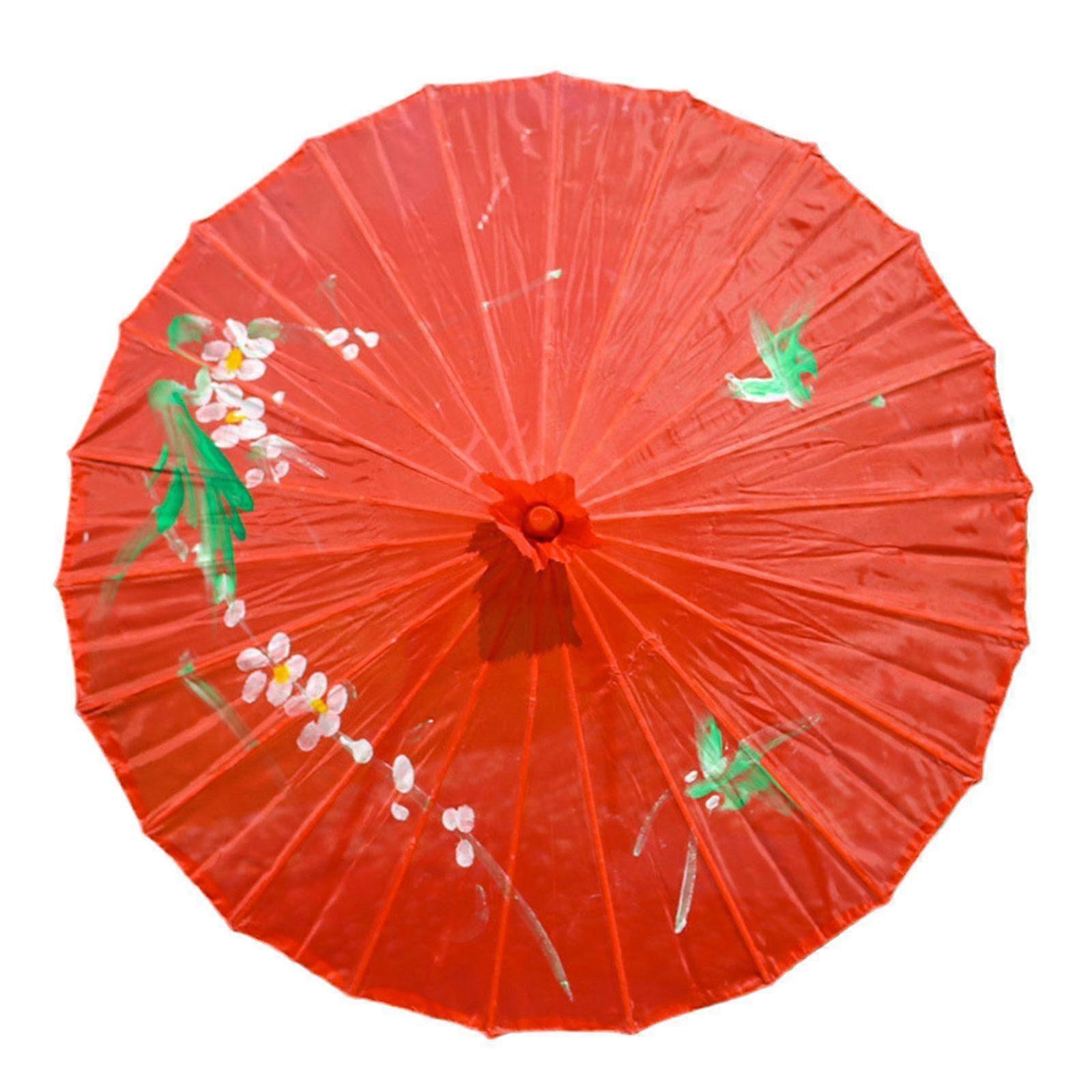 Handmade Red Silk Bamboo Umbrella