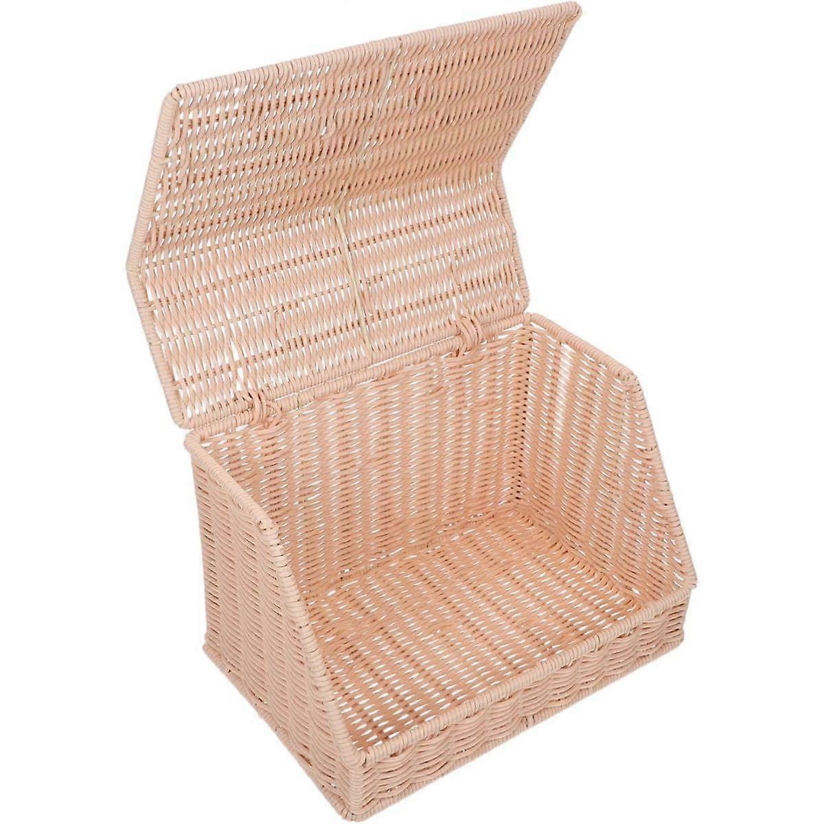 Rattan Bread Basket with Cover for Snacks Serving