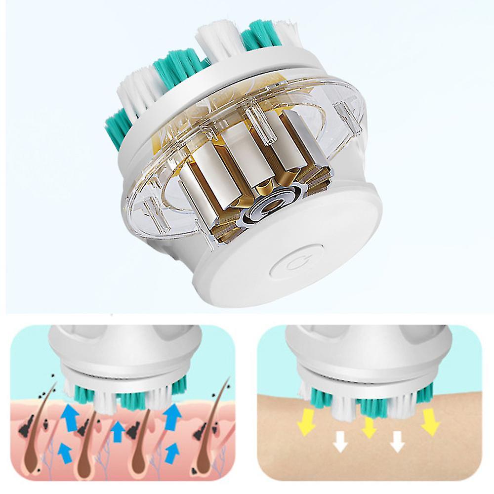 Long Handle Electric Back Brush With 3 Intensity And 4 Brush Heads For Kids Children Men Women