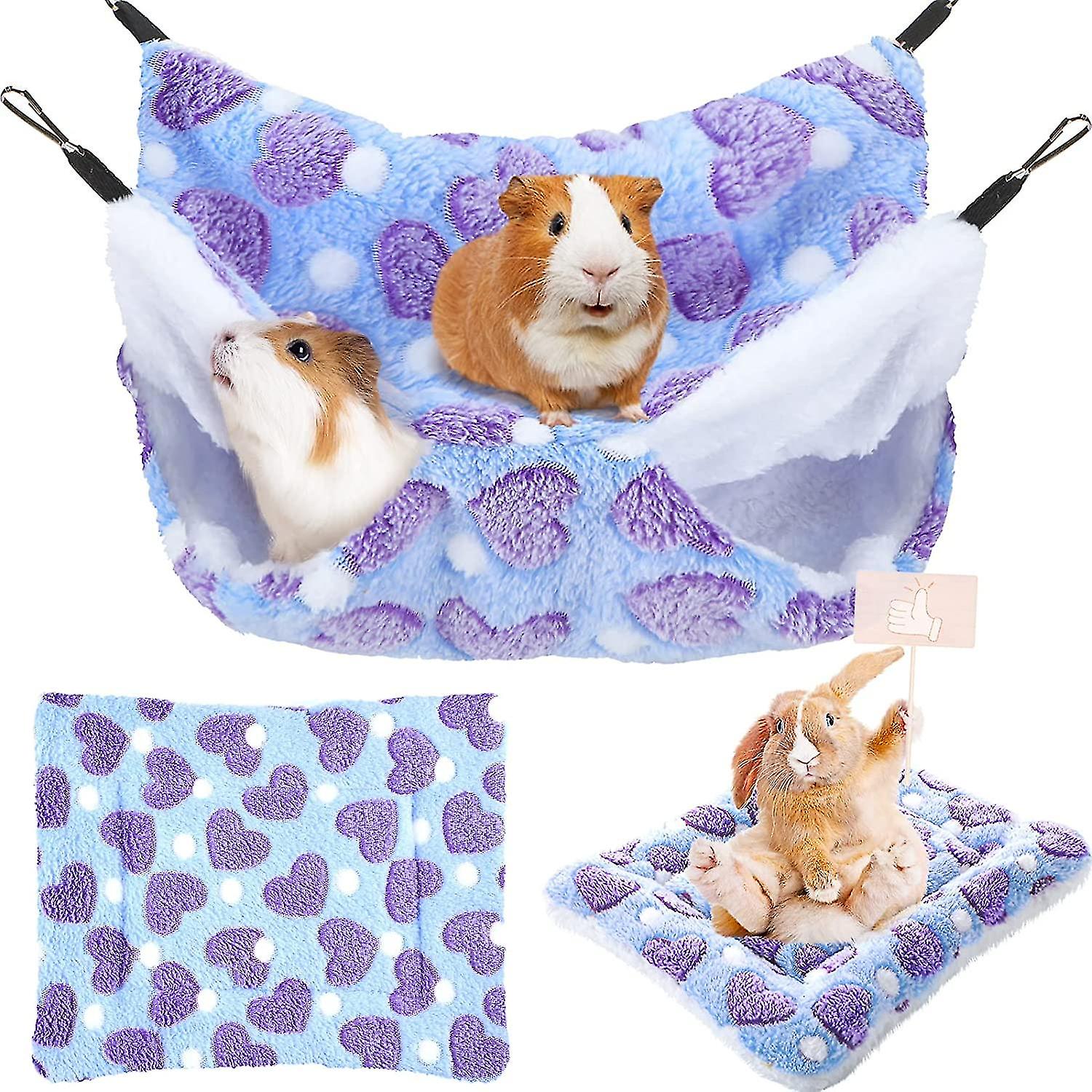 2 Pieces Guinea Pig Hamster And Warm Bed Soft Mat Set Cage Hammock Mats For Rat Ferret Guinea Pig Squirrel Small Pet
