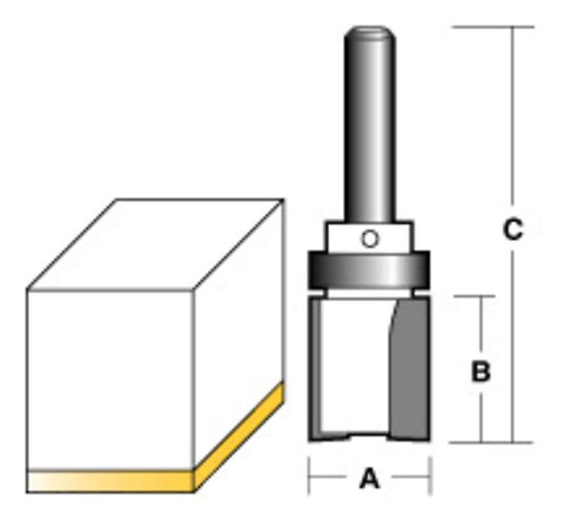 Carbitool Inverted Flush Trim Router Bit Long 1/2" Shank