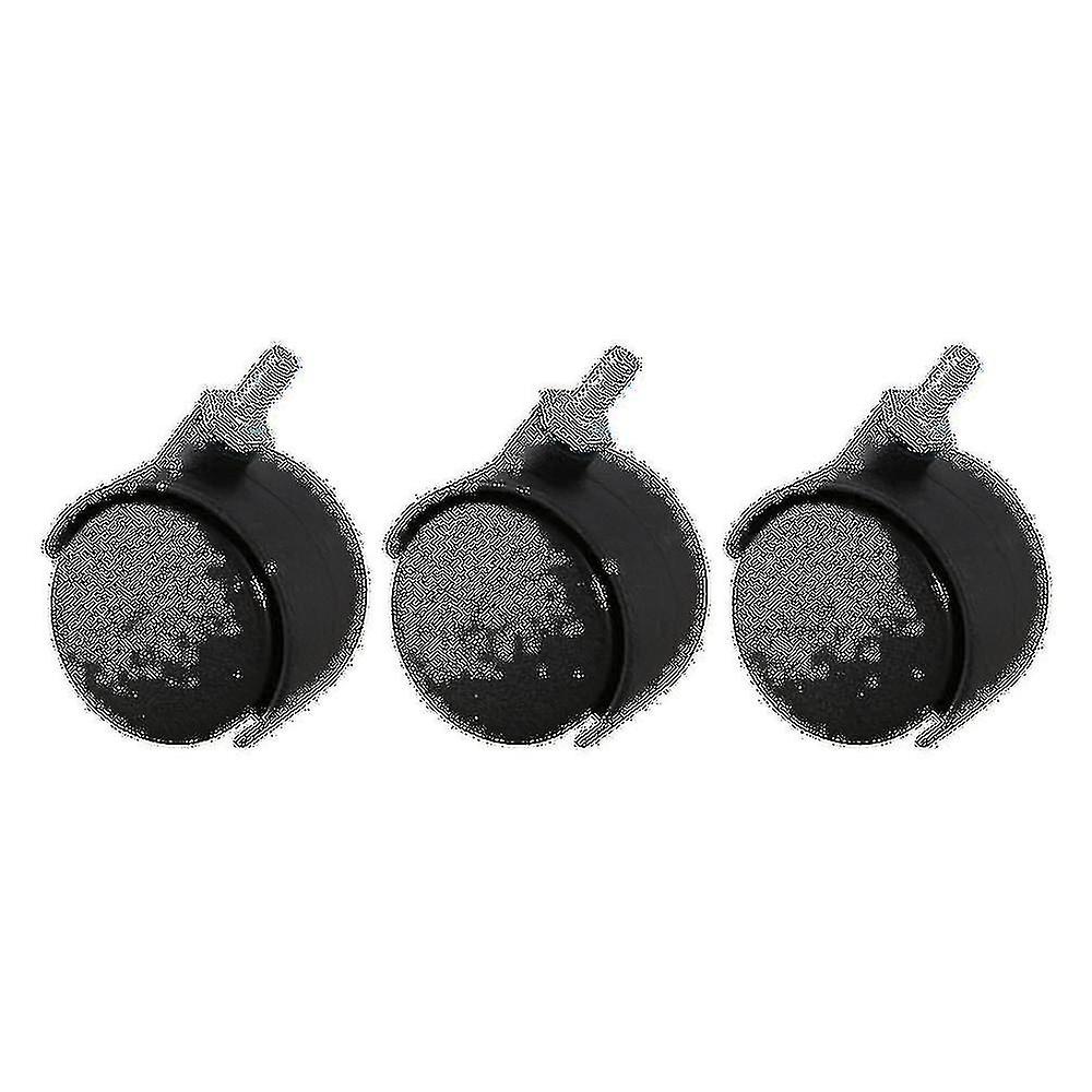 3x 6mm Threaded Stem 40mm Dual Wheel Rotatable Caster Black