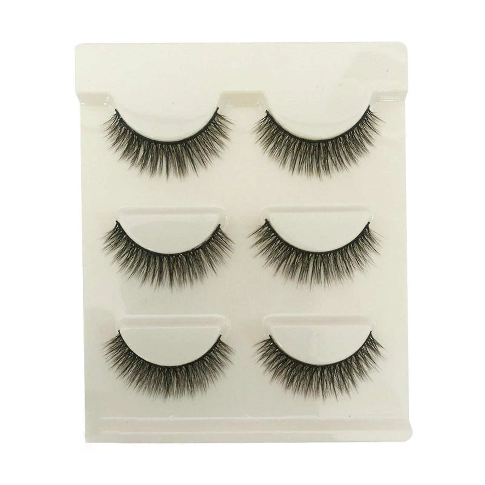 3 Pairs 3d Dense False Eyelashes Reusable Makeup Soft Natural Look Lashes