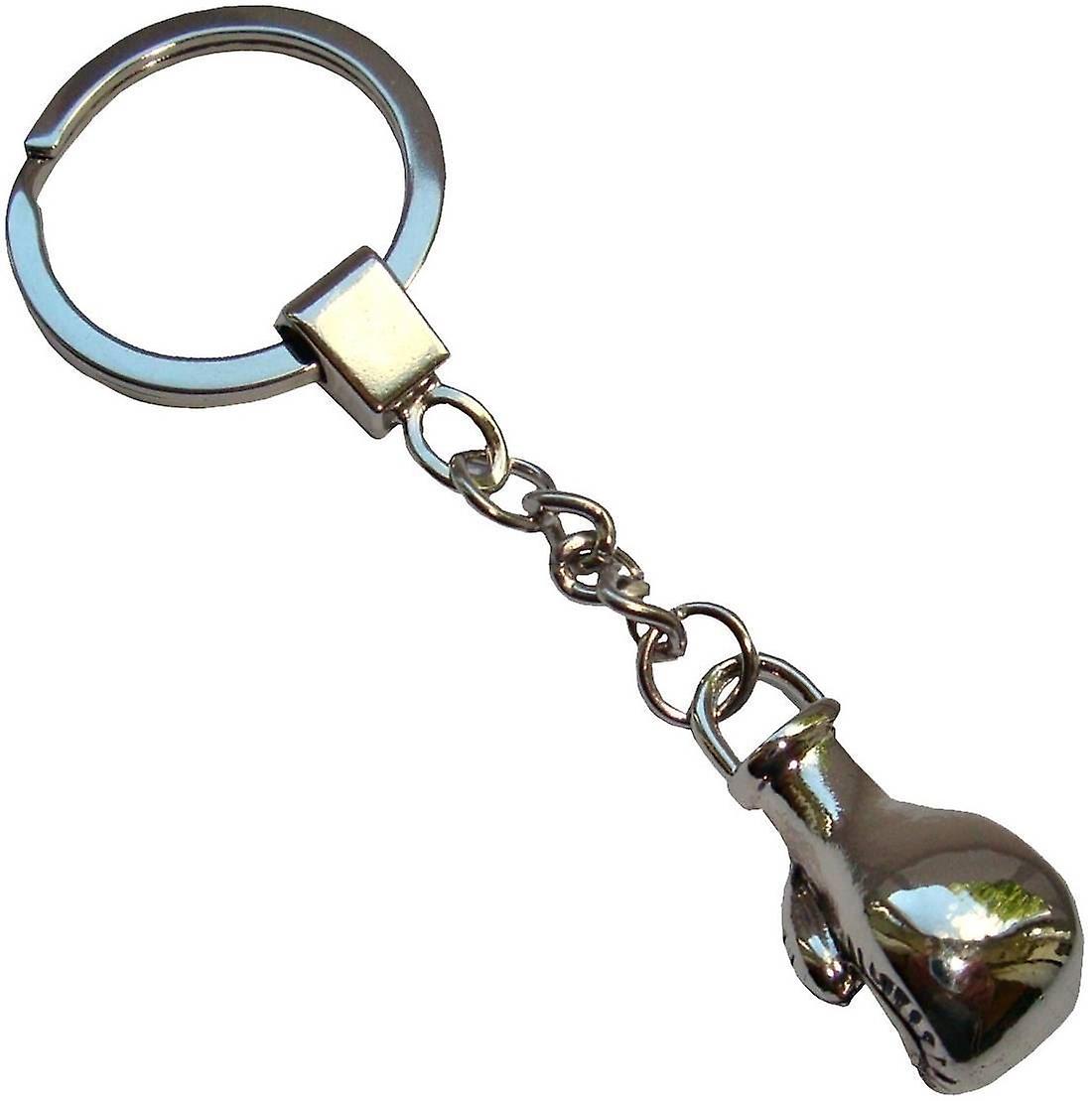 Bassin and Brown Boxing Glove Key Ring - Silver