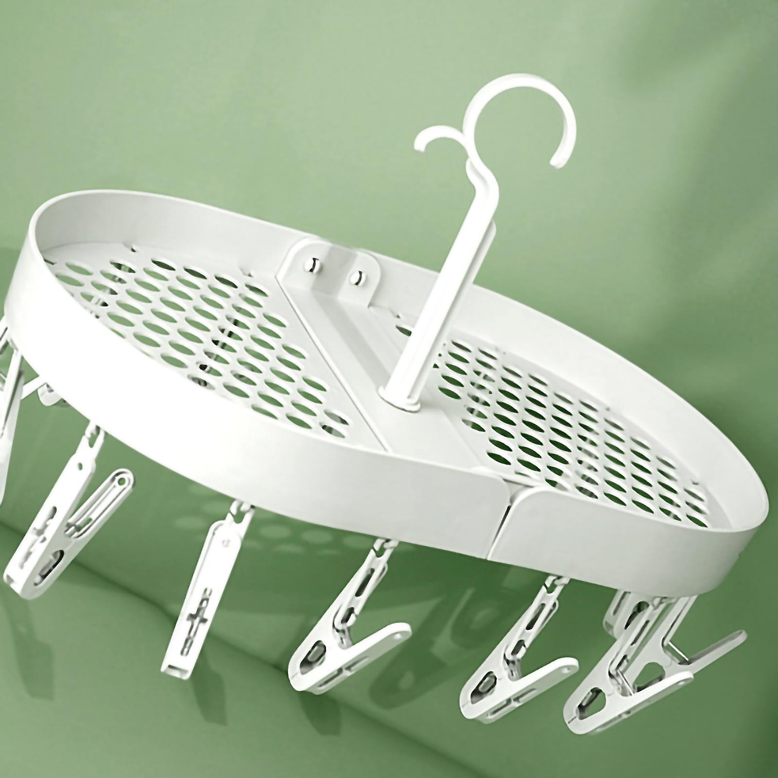 Rotatable Drying Rack 360° Rotation Foldable Clip Hanger Beige