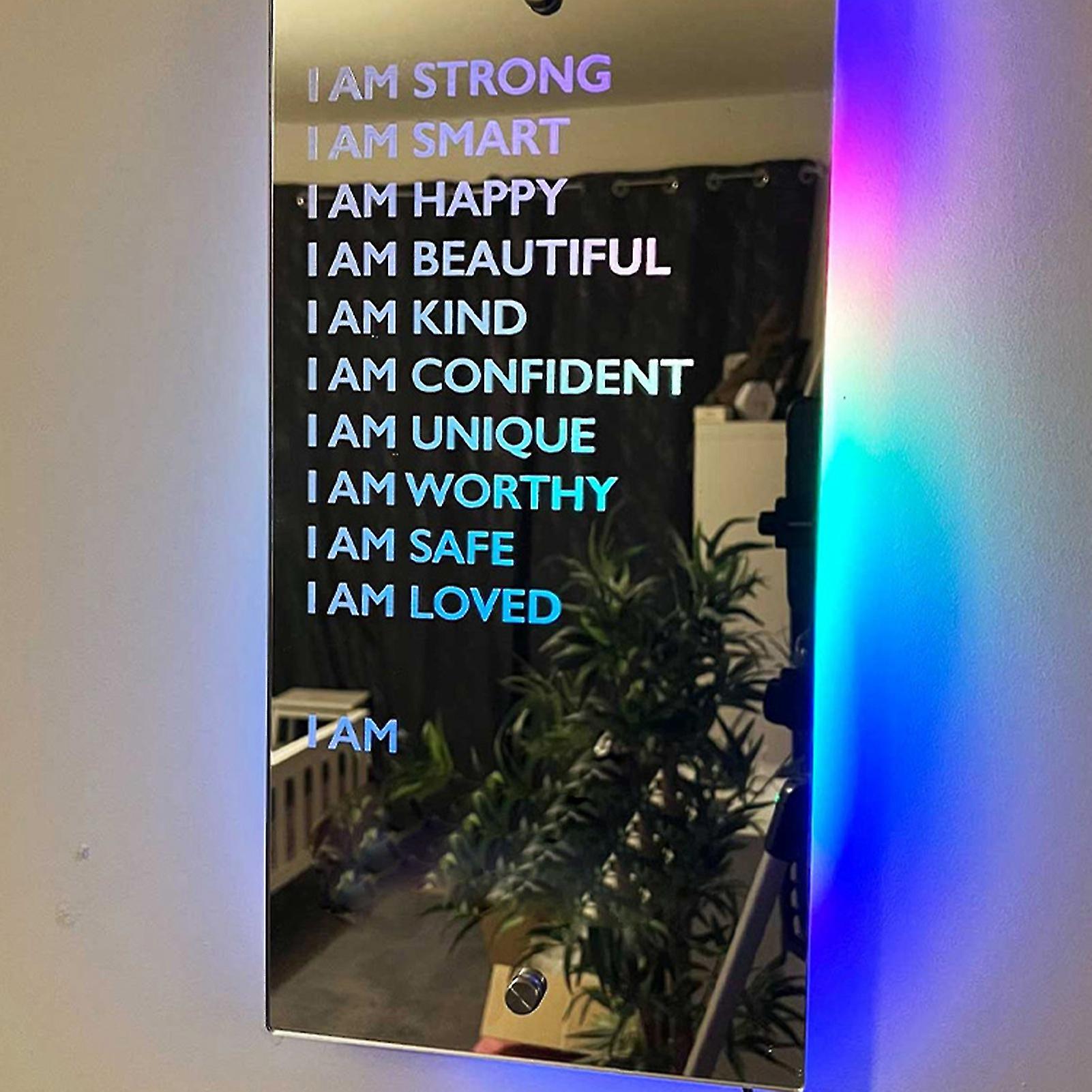 Versatile Decor,LED Affirmation Mirror Acrylic LED Affirmation Mirror Night Light Motivational Mirror Streamlined Design