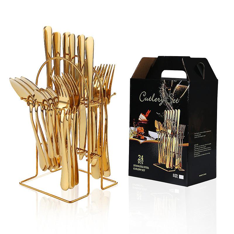 Stainless Steel Tableware Knife Fork And Spoon Suit New Western Food/steak Knife Fork And Spoon 24-p