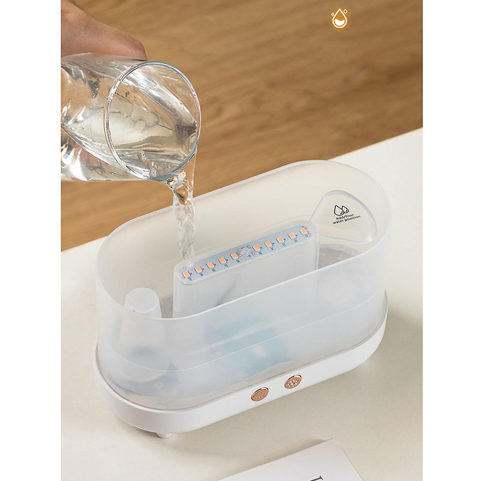 Flame Aroma Diffuser Automatic Power Off Colorful Breathing Light Quiet Lamp Flame Atomizing Humidifier White 