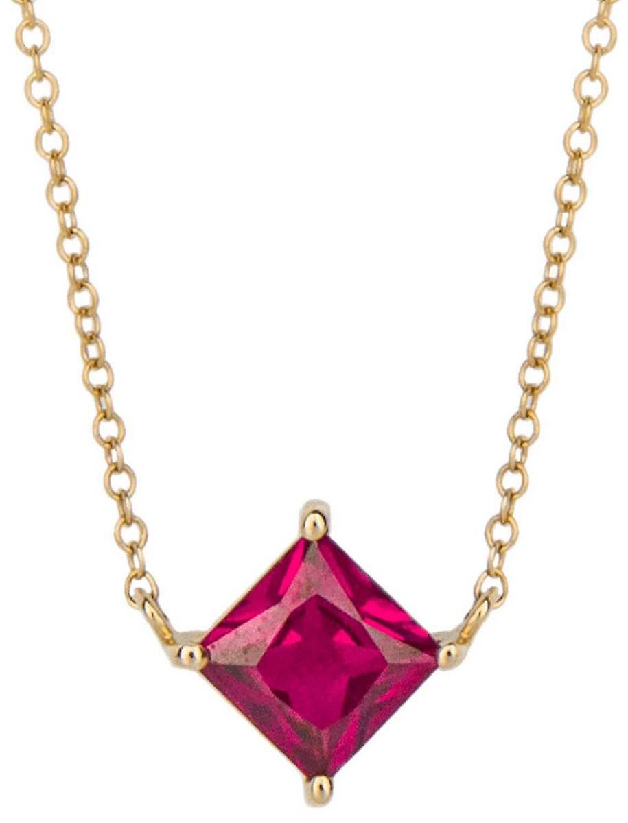 Elements Gold Princess Cut Created Ruby Necklace - Red/Gold